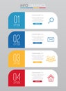 Modern Info-graphic Template for Business with four steps multi-Color design, labels design, Vector info-graphic element, Flat sty