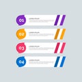 Modern Info-graphic Template for Business with four steps multi-Color design. Set of 4 simple elements for info graphics, flow Royalty Free Stock Photo