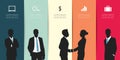 Modern infographic for business project with silhouette people.