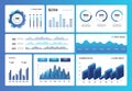 Modern infographic dashboard. Futuristic ui interface graphs, statistics, diagrams. Admin panel data technology hud screen