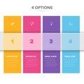 Modern Infographic Design: 4 Colorful Options with Text and Icons Royalty Free Stock Photo