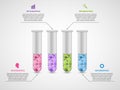 Modern infographic on science and medicine in the form of test tubes. Design elements.