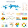 Modern infographic vector template with 3d world map and charts Royalty Free Stock Photo