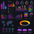 Modern modern infographic vector template with statistics graphs and finance charts Royalty Free Stock Photo