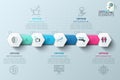 Modern infographics process template with paper polygons for 5 steps