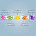 Modern infographics process template with paper sheets, polygons