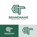 Modern Initials ET Logo, suitable for business with ET or TE initials