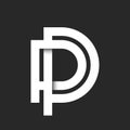 Modern initials PP monogram logo with overlapping white bold lines and a sleek cutout shadow effect on a black background, two
