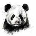 Modern Ink Painting: Expressive Panda Drawing On White Background
