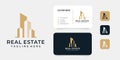 Modern and inspirational real estate building logo with business card design vector template Royalty Free Stock Photo