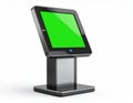 Modern Interactive Kiosk with Green Screen Display on White Background Royalty Free Stock Photo