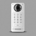 Modern intercom with a white camera on a transparent background. Isolated vector illustration.