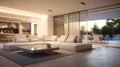 Tranquil White Modern Living Room With Soft Atmospheric Lighting