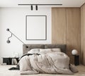 MOck up poster in modern home interior background, Bedroom, Scandinavian style 3D render