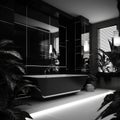 Modern interior of bathroom in a house. Black and white image Royalty Free Stock Photo