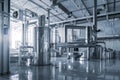 Modern interior of a brewery mash vats metal containers Royalty Free Stock Photo