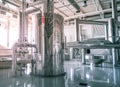 Modern interior of a brewery mash vats metal containers Royalty Free Stock Photo