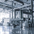 Modern interior of a brewery mash vats metal containers Royalty Free Stock Photo