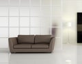 Modern interior with brown leathe sofa Royalty Free Stock Photo