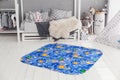 Modern interior of the child`s bedroom with carpet in front Royalty Free Stock Photo