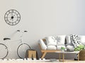 Modern interior with coffee table and sofa. Wall mock up. 3d ill Royalty Free Stock Photo