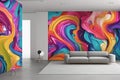 modern interior with colored roommodern interior with colored roommodern interior with colorful Royalty Free Stock Photo