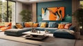 modern interior in complementary colors