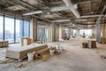Modern Interior Construction Site With Drywall Materials And Renovation Work Royalty Free Stock Photo