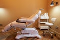 Modern interior of the cosmetology office with facial beauty bed in a salon Royalty Free Stock Photo