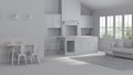 Modern interior of a country house. Repairs. Gray interior.