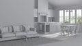 Modern interior of a country house. Repairs. Gray interior.