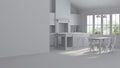 Modern interior of a country house. Repairs. Gray interior.