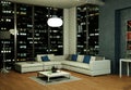 Modern interior design appartment night scene Royalty Free Stock Photo