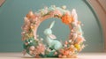 Modern interior design. Artistic design of Spring Easter Wreath . Generative AI Royalty Free Stock Photo