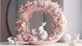 Modern interior design. Artistic design of Spring Easter Wreath . Generative AI Royalty Free Stock Photo