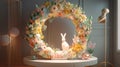 Modern interior design. Artistic design of Spring Easter Wreath . Generative AI Royalty Free Stock Photo