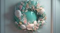 Modern interior design. Artistic design of Spring Easter Wreath . Generative AI Royalty Free Stock Photo