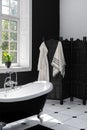 Modern interior design in contemporary bright bathroom