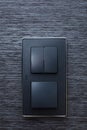 Modern interior design details - black switches and elegant wallpaper