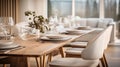 Elegant table served in modern stylish dining room