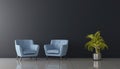 Modern interior design with grey empty mock-up wall and armchairs. 3d Royalty Free Stock Photo