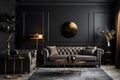 Modern interior design for home interior details. Decorated in luxurious dark tones, by Generative AI Royalty Free Stock Photo