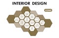 Modern interior design Infographic design template. Home deco inphographic visualization with twelve steps hexagon Royalty Free Stock Photo