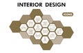 Modern interior design Infographic design template. Home deco inphographic visualization with twelve steps hexagon