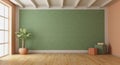 Modern interior of an empty apartment with green and peach fuzz walls