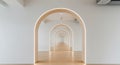 A modern interior features a series of illuminated, evenly spaced arched doorways, Royalty Free Stock Photo
