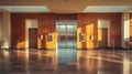 Discover modern architecture interior design with elevator and wooden paneling for inspiration ideas Royalty Free Stock Photo