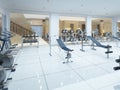 Modern interior fitness gym in the Spa complex.