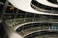 Modern interior of glass dome of Reichstag building in Berlin, Germany