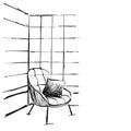 Modern interior hand drawing vector. Chair sketch Royalty Free Stock Photo